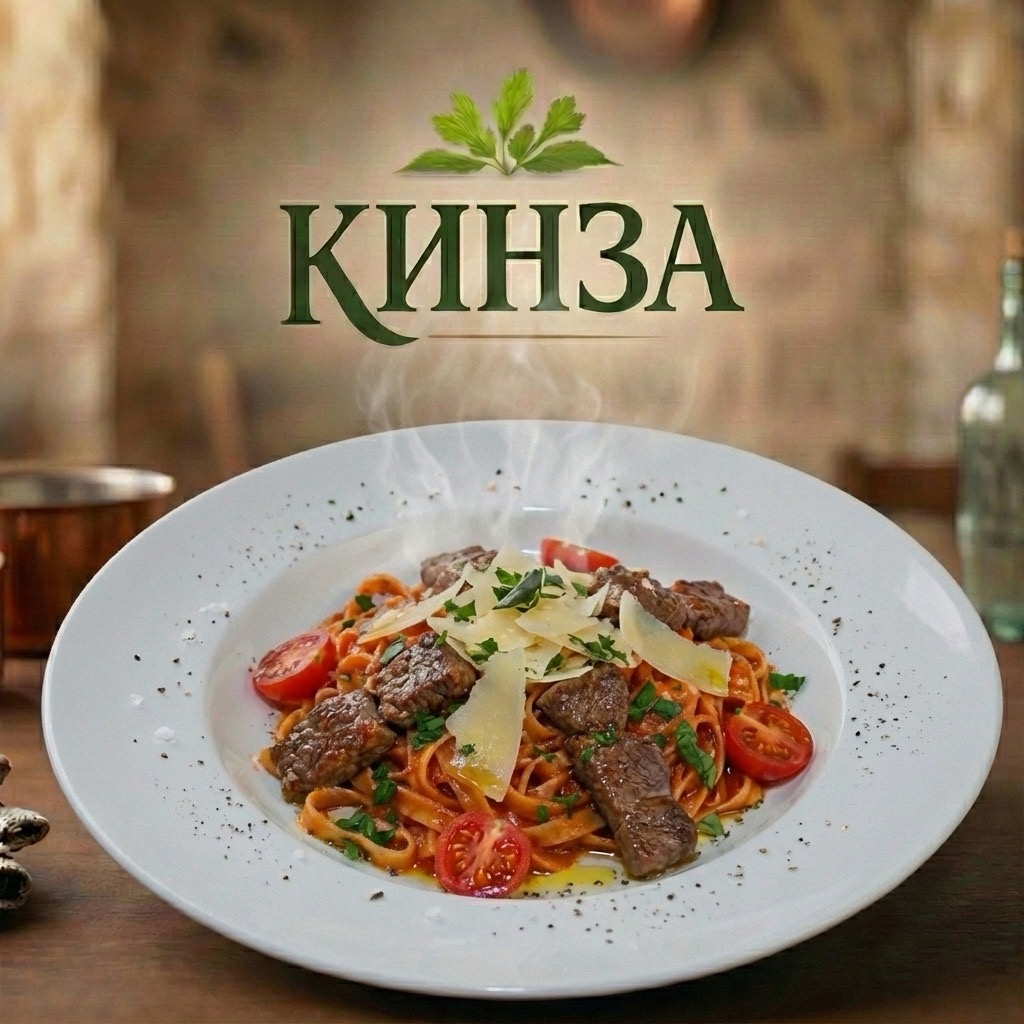 Фетучини с говядиной и черри в томатном соусе