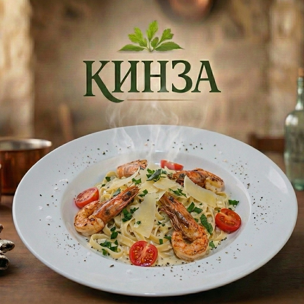 Паста Фетучини с тигровыми креветками от ресторана «Кинза»