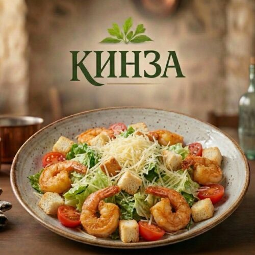 Салат Цезарь с креветками